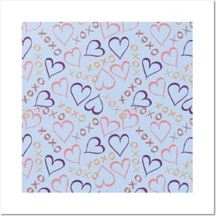 Love Hearts, XOXO - Blue Posters and Art